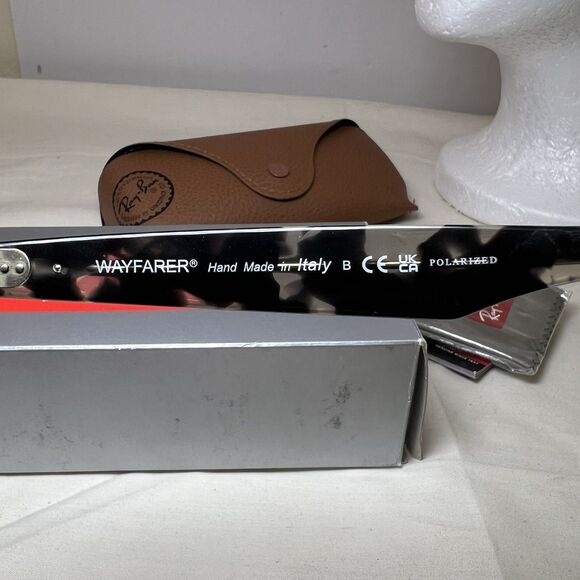 Ray Ban RB2140F 1333G6 WAYFARER CHROMANCE Polarized Sunglass Grey Havana 52-150 - Picture 7 of 9